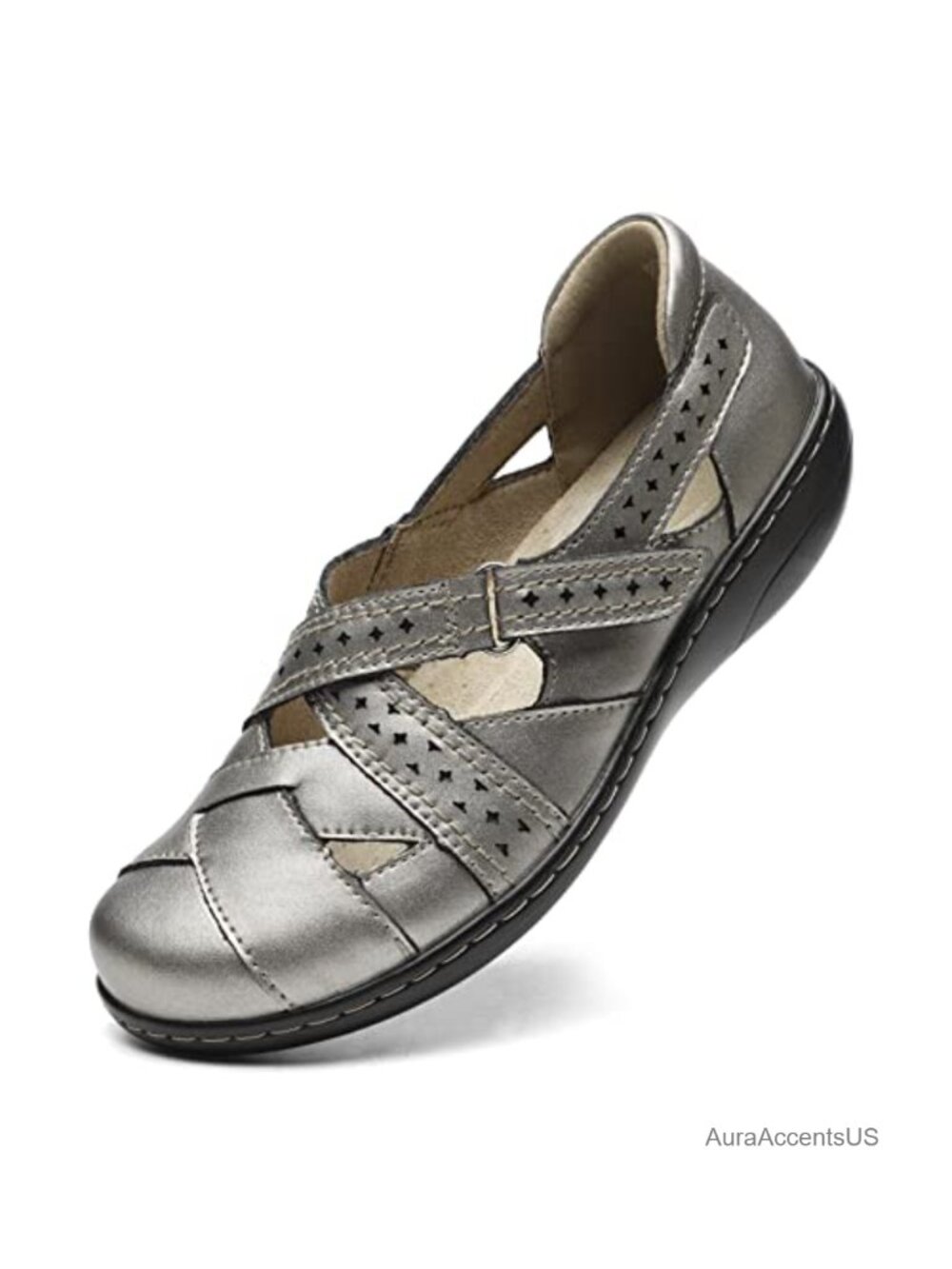 Genuine Leather Slip-On Loafers Comfort Walking Flats with Memory Foam Insole